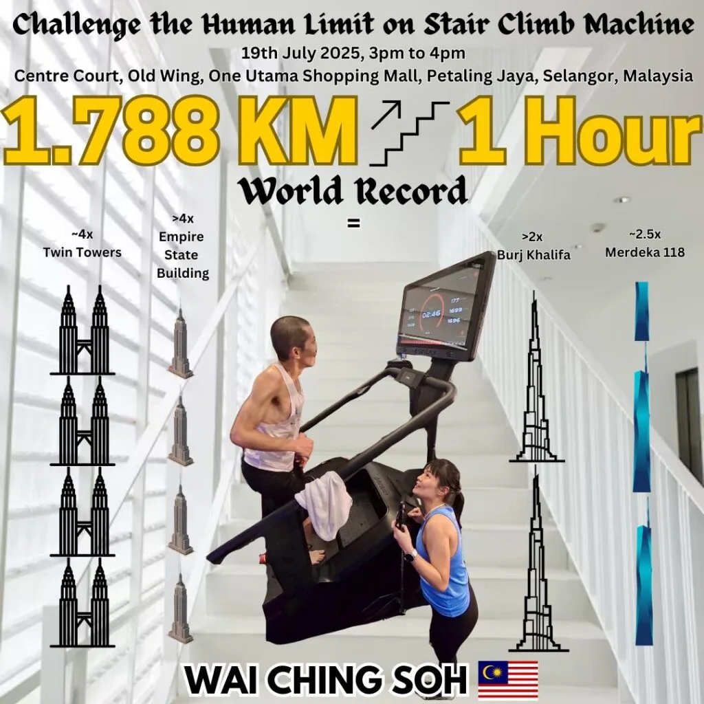Daki 4 Kali KLCC Dalam Masa 1 Jam, Pelari Menara Negara Cipta Sejarah!