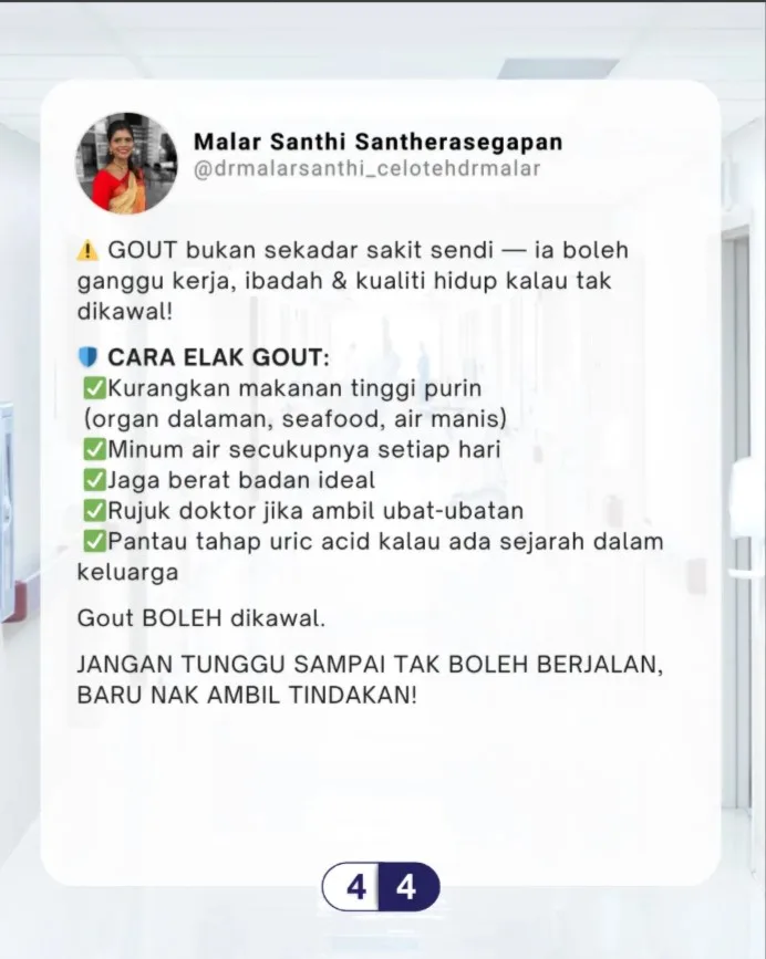 Gout Bukan Sebab Seafood Semata, Dr Malar Dedah Punca Sebenar