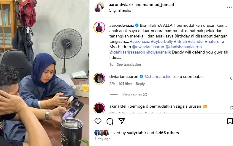 “Daddy Will Defend You Gus Till I Die”, Aaron Aziz Tampil Pertahankan Keluarga
