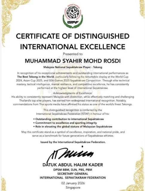 Syahir Rosdi Dinobat Tekong Terbaik Dunia, Pengiktirafan Luar Biasa Arena Takraw 5 Syahir Rosdi Dinobat Tekong Terbaik Dunia, Pengiktirafan Luar Biasa Arena Takraw