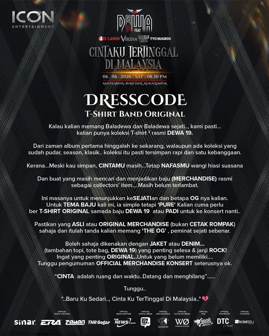 Dewa 19 ‘Cintaku Tertinggal di Malaysia 2026’, Bakal Hadir Bersama Padi Reborn