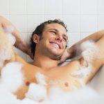 Man in bubble bath